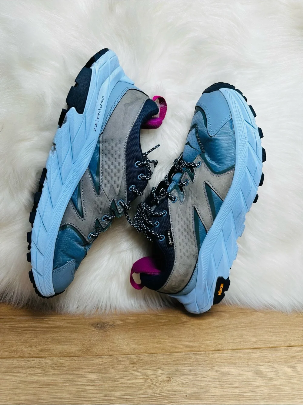 Hoka Anacapa Low Women's Blue and Gray GTX Trail Sneaker - Picture 1 of 10